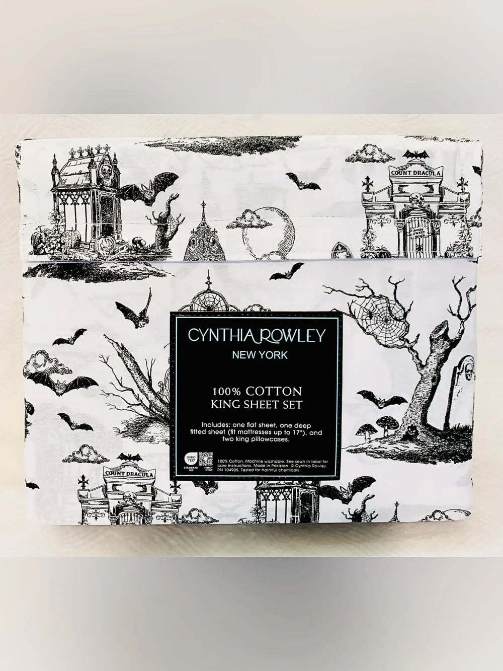 Cynthia Rowley Haunted Cemetery Halloween Cotton Sheet Set - King